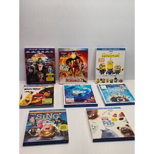 8 Disney \ Pixar Blu-Ray Bundle Lot | Minions | Sing | Pets | Frozen & More